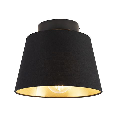 QAZQA Plafoniera con paralume combi - Classico - Tessuto,Acciaio - Nero - Tondo Max. 1 x Watt