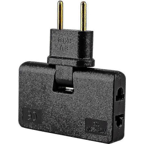 Adaptateur de voyage 1 en 3 avec prise européenne 4 mm, rotatif à 180°, compatible avec la France, l'Allemagne, la Suède et la Grèce, convertisseur de charge, nouveau Battqx (1/3)