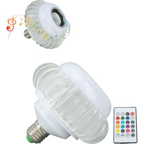Ampoules haut-parleur sans fil, ampoules Bluetooth, ampoules musicales intelligentes RGB avec télécommande, ampoules E27/E26 à changement de couleur, décorations pour fêtes de famille, Noël et Hallowe (1/5)