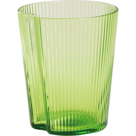 Set 6 Bicchieri Handy Tumbler in Vetro Soffiato Verde Mela, Design Ergonomico con Solchi Verticali e Superficie Impilabile per Uso Quotidiano 6X