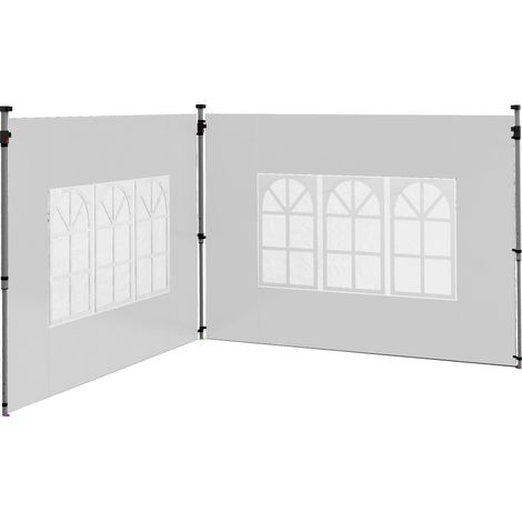 Set mit 2 Seitenwänden für einen 3x3/3x4 m großen Pavillon, Wand mit Fenster, wasserdicht weiß