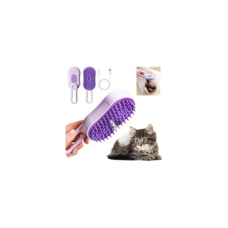 Brosse à vapeur 3 en 1 pour chat et chien - Brosse de toilettage à vapeur - Peigne d'épilation pour massage et toilettage (1/5)