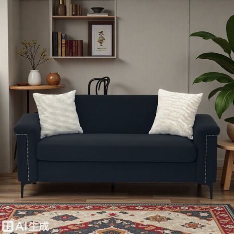 Canapé 3 places noir en tissu, ensemble sofa moderne 172 cm avec pieds métal, assise confortable et design gain de place pour salon (1/5)
