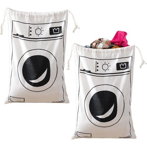 Lot de 2 Sac Linge Sale Voyage Coton 46 X 62 cm,Pochon Linge Sale RéUtilisables,Sac de Rangement Avec Cordon,Lavable Sacs à Linges Pliable,Laundry Bag Travel,Sacs Portable pour Vêtement-Blancs (1/5)
