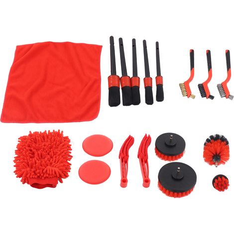 Kit d'outils de nettoyage automobile avec brosse de détail pour jantes, tableau de bord, intérieur, extérieur et aérations. (1/5)