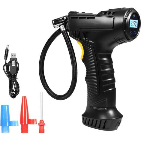 Compresseur d'air numérique rechargeable 20 W - Pompe à air portable sans fil/filaire pour pneus de voiture et de vélo - Modèle sans fil (1/5)