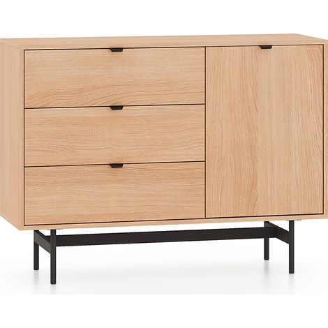 Aparador de madera Nila de 1 puerta y 3 cajones (1/5)
