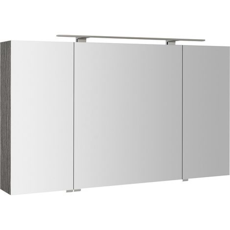 Armoire à miroir MIRRÖ avec éclairage LED, 3x portes, 120x70x16cm, chêne argenté (1/4)