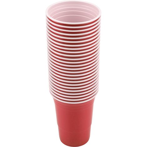 Jeu de Beer Pong, ensemble de jeu à boire Beer Pong, gobelets Beer Pong - 25 gobelets (rouges) (1/5)