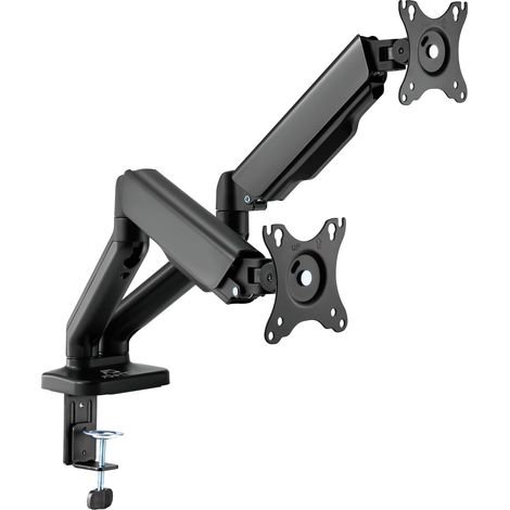 Support Double Ecran PC Vesa 17 à 32 Pouces Bras Articulé Ecran PC pour Moniteur Pied Robuste Capacité de Charge 2 à 9 kg Hauteur & Inclinaison Ajustable Rotation à 360° (1/5)