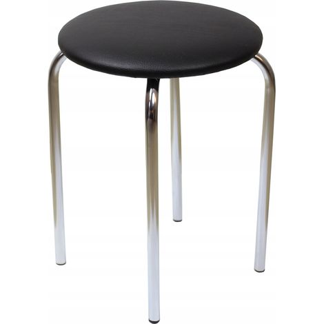 Hocker aus schwarzem Öko-Leder für die Furnitex Küchenmöbel aus Metall
