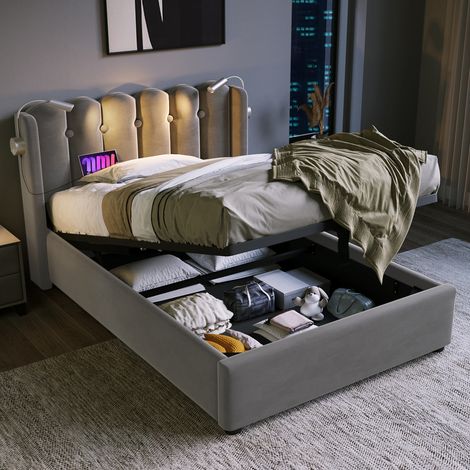 letto struttura letto contenitore 90x200 con USB OKMYHOME