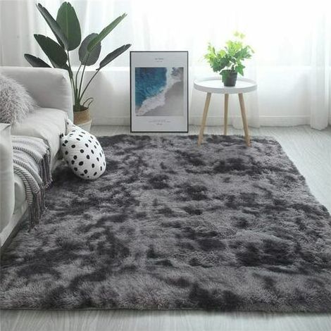 Shaggy Living Room Rug 120x160 Dark Gray Plush Soft Non Slip Polypropylene Rug (1/5)