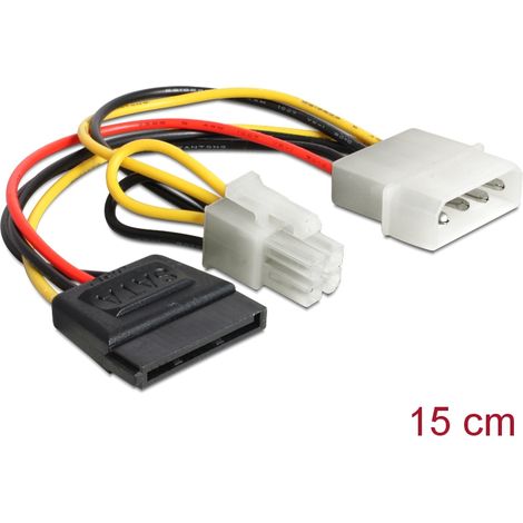 Delock cable power molex 4 pin male  sata 15 pin female + p4 male