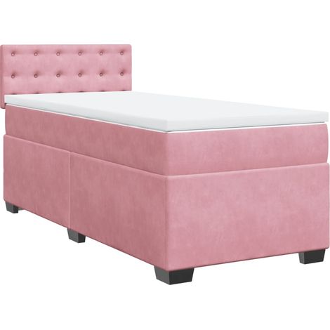 Maison Exclusive - Cama box spring con colchón terciopelo rosa 10