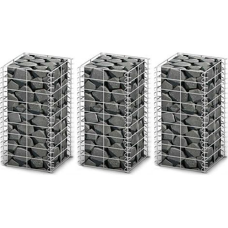 vidaXL Cestas de muro de gaviones alambre galvanizado 25x25x50cm 3 uds (1/4)