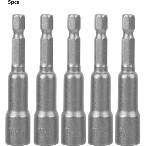 5 pièces embouts hexagonaux magnétiques pour visseuse, adaptateur de foret magnétique 7mm en acier (1/5)