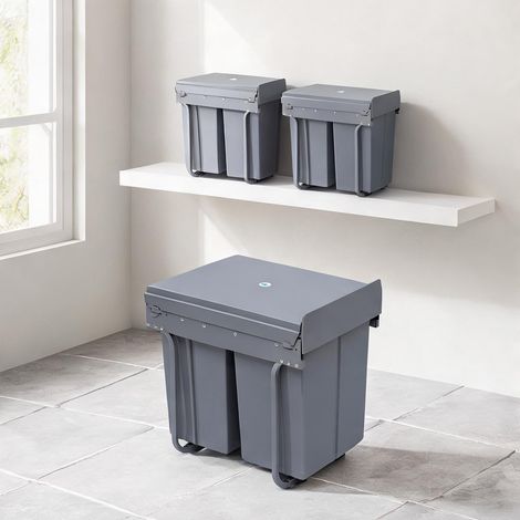 Poubelle coloris gris en plastique métal 48 x 34,2 x 41,8 cm (1/5)