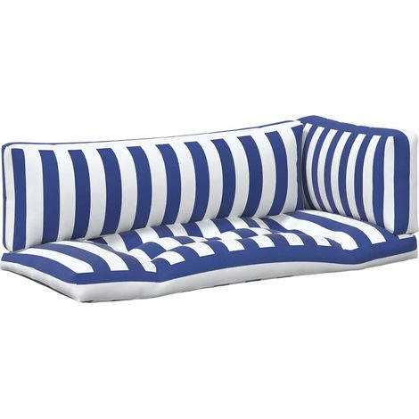 Cuscino da Esterno 3 pcs Blu e Bianco 103 x 58 x 10 cm Tessuto vidaXL