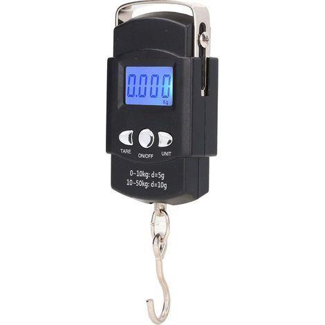 Balance de pêche suspendue numérique LCD 50kg Balance de crochet électronique avec mesure de bande cachée de 1 mètre pour bagages pesant unité de pêche d'achat (1/5)