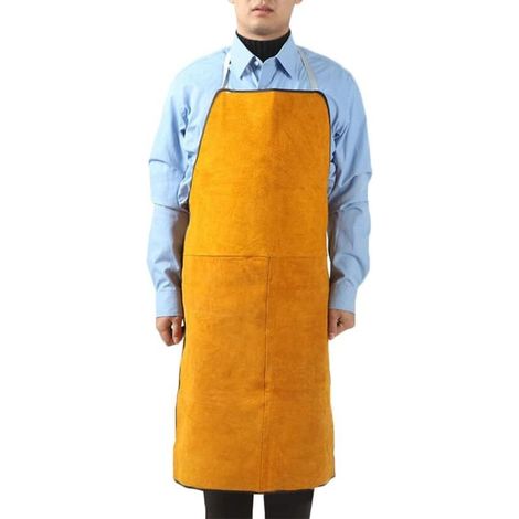Tabliers de soudage robustes en cuir pour ateliers, tabliers de travail durables, résistants à la chaleur et ignifugés, tabliers de soudage ajustables pour hommes et femmes, vêtements de protection (1/4)