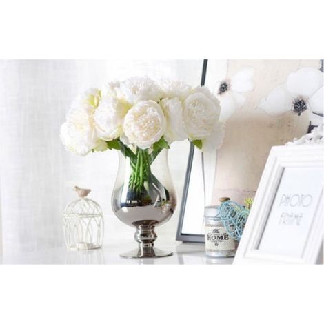 Lot de 5 Artificielle Pivoine Plante Bouquet de Fleur Soie Pr Décor Salon Jardin Mariage Beige (1/4)