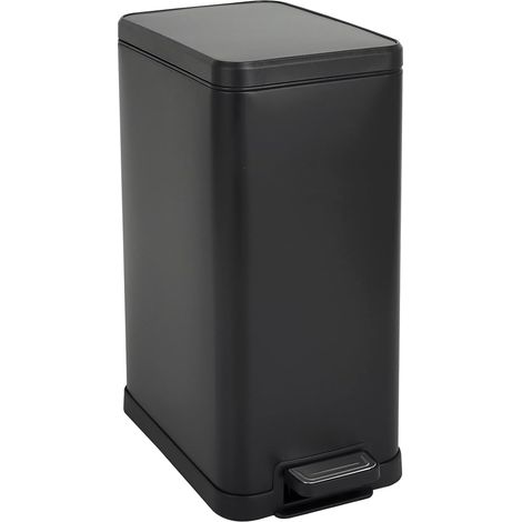 Poubelle à pédale 15 L - Acier Noir - Couvercle Softclose - Seau Intérieur - Cuisine Salle de Bain Bureau - 20,5x37x45,5 cm (1/5)