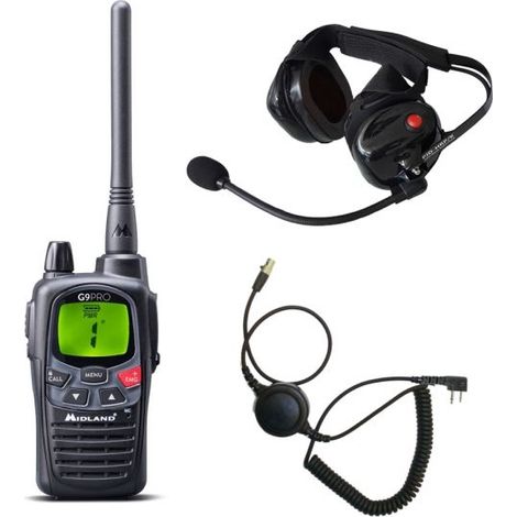 Midland ricetrasmettitore G9 PRO + Cuffie Racing Work Antirumore + Cavo PTT - HRR