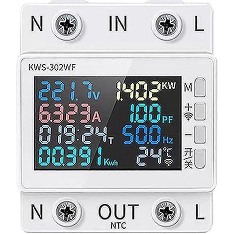 Compteur d'énergie Wi-Fi Tuya, écran couleur, 2 broches, multifonction, CA-A-- (1/5)