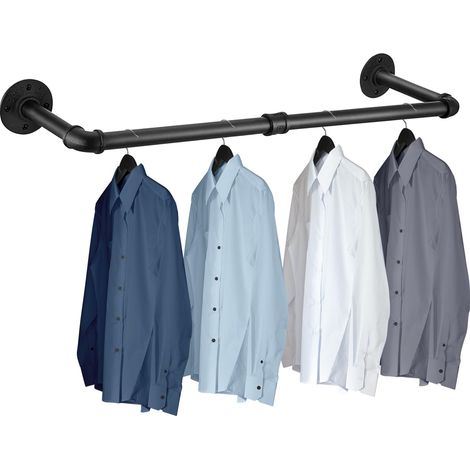 Portant à vêtements mural industriel robuste en métal pour vêtements pour chambre à coucher, vestiaire (90 cm) (1/5)