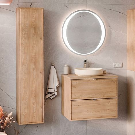 Set di mobili da bagno con lavabo Elias marrone 60cm (1/5)