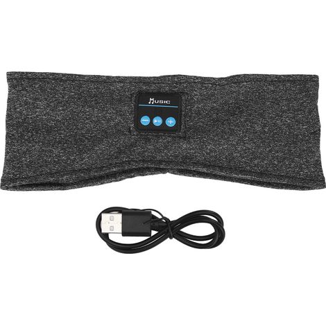 Bandeau de nuit musical sans fil gris, serre-tête extensible et ajustable, casque de sommeil protecteur confortable, écouteurs dormir Bluetooth doux (1/5)