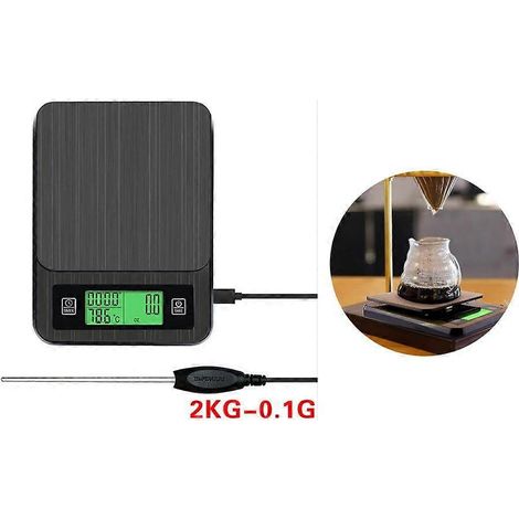 Balance électronique pour café filtre avec minuteur, thermomètre, pesée, torréfaction, balance de cuisine, noire-AquaForge (1/5)