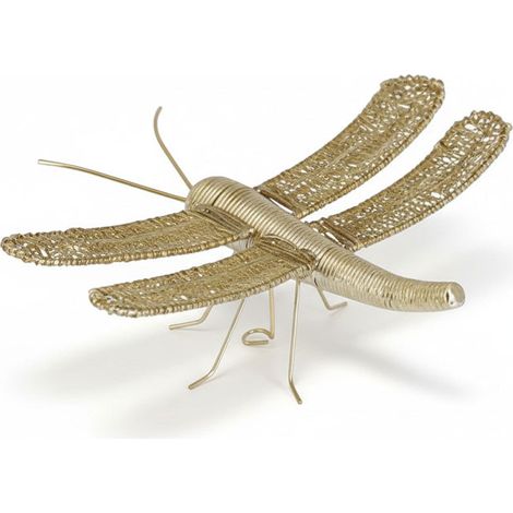 Sculpture Murale Libellule en Métal Doré 25x22x7cm