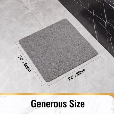 Tapis de Douche Antiderapant, 60x60cm Tapis de Baignoire Antidérapant avec Drain, Doux PVC Luffa Tapis de Bain pour Salle de Bain, Séchage Rapide, Gris (1/4)