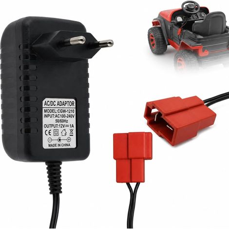 12V Chargeur Voiture Electrique Enfant Adaptateur Secteur Prise Carrée pour X6, GMC, Moto ATV Quad pour Batterie Quad Jouets À roulettes Remplacement