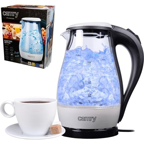 Camry CR 1251 Standard-Wasserkocher 2000 W 1,7 l Glas 360° drehbarer Sockel Glas/Schwarz (1/5)