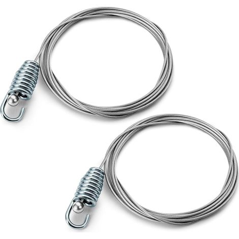 Câble Bowden pour tondeuse avec ressort - Lot de 2 câbles de traction de 250 cm, diamètre de 1,5 mm et embout sphérique de 7 mm, pour traction des roues, accélérateur, frein moteur et réparation (1/5)