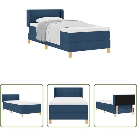 vidaXL Cama tipo Box Spring con cojín Manual Azul 200 x 100 cm tela (1/5)