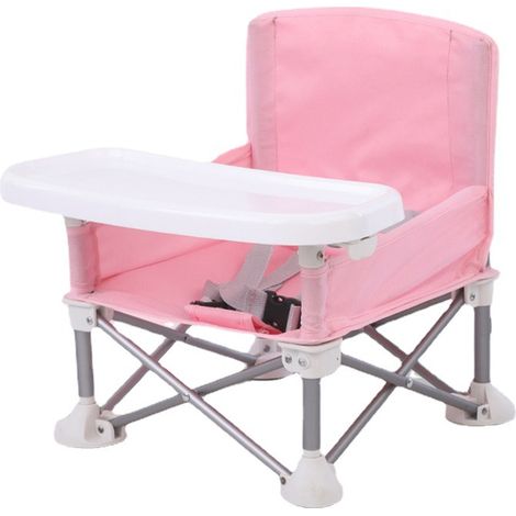 MIMOSON-Pink Portable Baby Seat Travel Compact Folding with Straps for Indoor/Outdoor Use Great for Camping, (1/5)