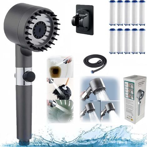 Pommeau de douche massant Drivse Iondrops : 10 filtres ioniques multifonctionnels - Douchette réglable à un bouton pour une salle de bain améliorée (1/5)