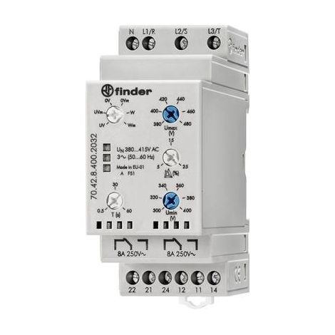 Relè di monitoraggio 380 - 415 V/AC 2 scambi Finder 70.42.8.400.2032 1 pz. (1/2)