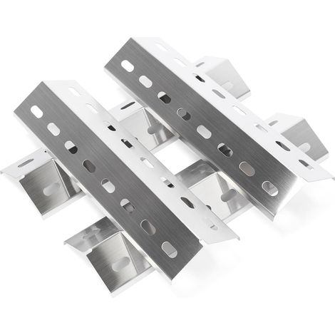 Lot de 4 cache-brûleurs universels en acier inoxydable de 37 cm pour barbecue, accessoires de barbecue à gaz en acier (1/5)