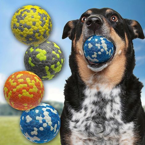 Lot de 4 balles de tennis pour chiens, balles rebondissantes durables pour mâcheurs agressifs, jouets interactifs pour chien pour rapporter, léger et flottant (1/4)