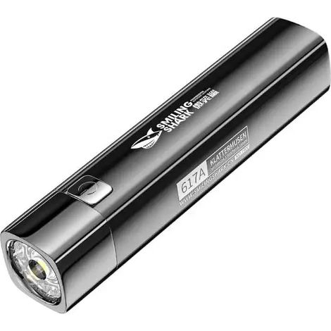 Lampe torche LED ultra-lumineuse (noire), rechargeable par USB, batterie 18650, idéale pour le vélo et le camping. (1/4)