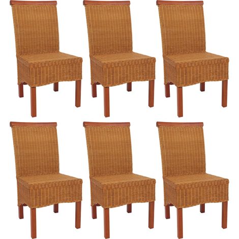 Set 6x sedie rattan vimini eleganti soggiorno sala pranzo M42 97x46x50cm senza cuscini