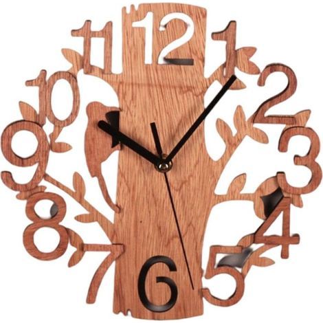 Horloge murale silencieuse en forme d'arbre, idéale pour la décoration du bureau, du salon ou de la chambre.