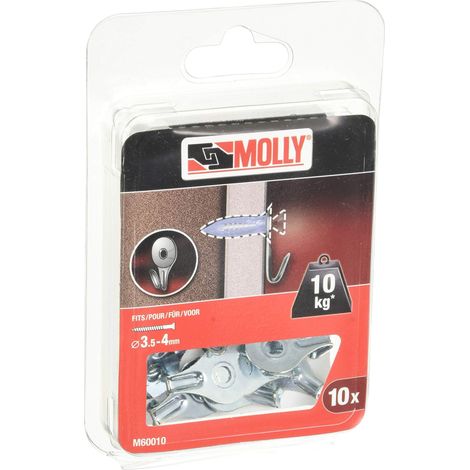 Molly m60010-xj Ganci piatti per vite, 4/5/6 mm, Grigio, Set di 10 pezzi