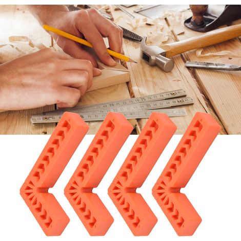 Ensemble de 4 équerres de positionnement auxiliaires à angle droit (90°), équerre en L, outil de menuiserie, équerre en plastique, dispositif de fixation pour équerre, bloc d'angle droit en plastique  (1/5)