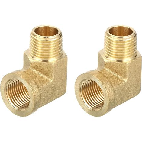 Brass Pipe Fitting 90 Degree Elbow 3/8" NPT 2Pcs (1/5)
